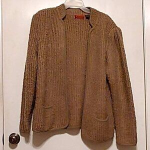 Harrrington Square Womans Brown Cardigan Sweater sz 42 Open Front Long sleeve